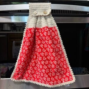 Floral Red and Cream Crochet Skirt